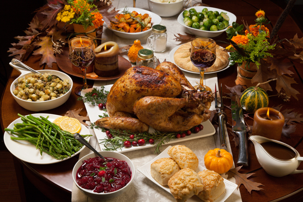 table full of food